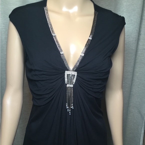 Bianca Nygard Black Evening Top with Chain/Crystal neck - Picture 5 of 7